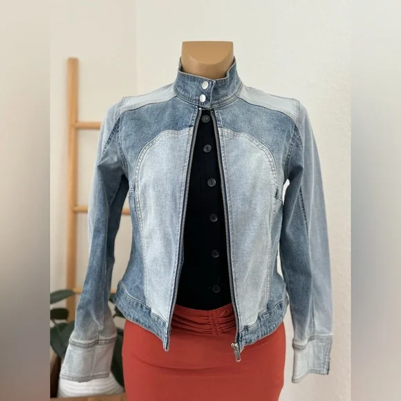 NWT Women's Denim Racing Jacket - Wild Fable - Picture 6 of 8